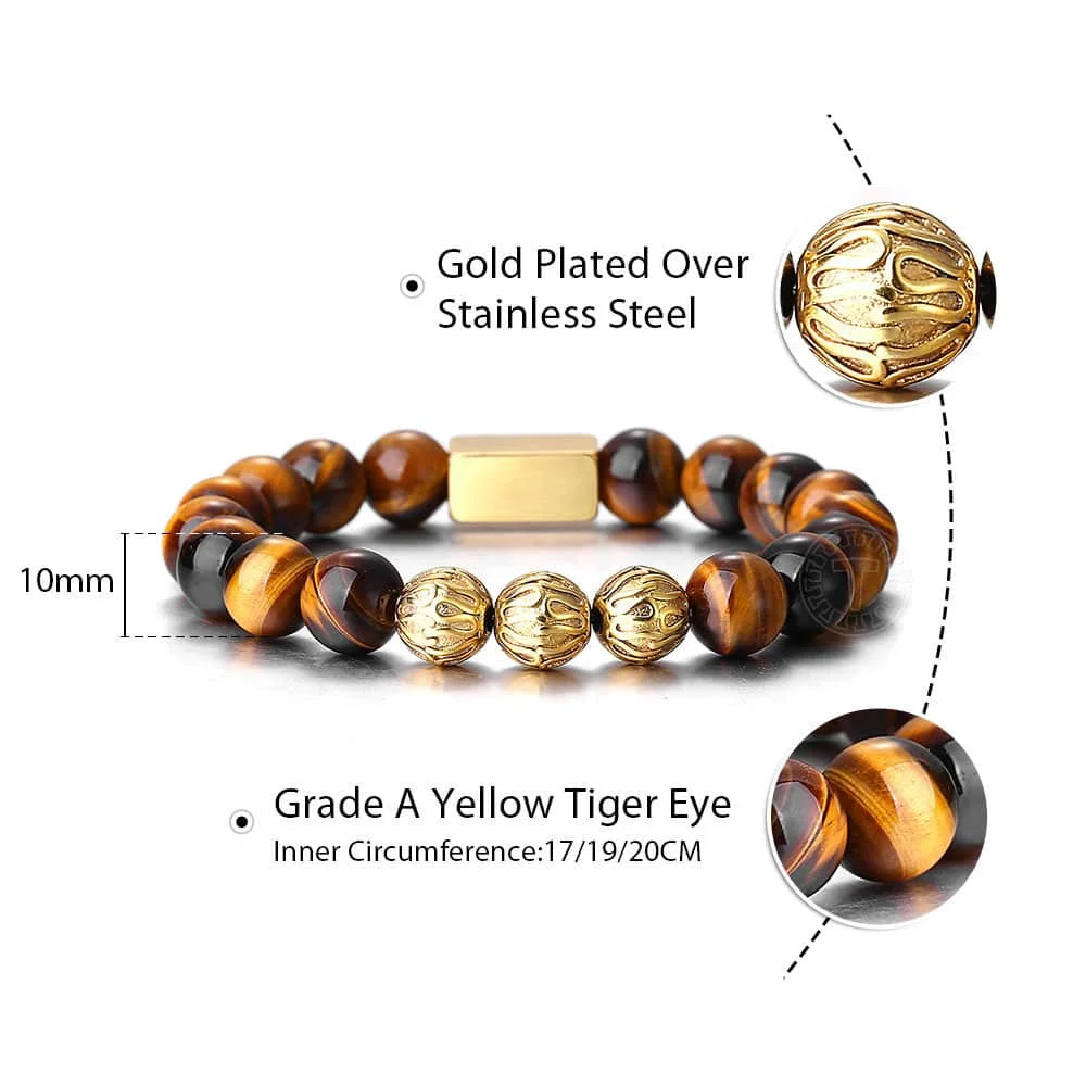 Trendsmax 10 мм бусины из натурального камня тянущийся браслет для мужчин женщин