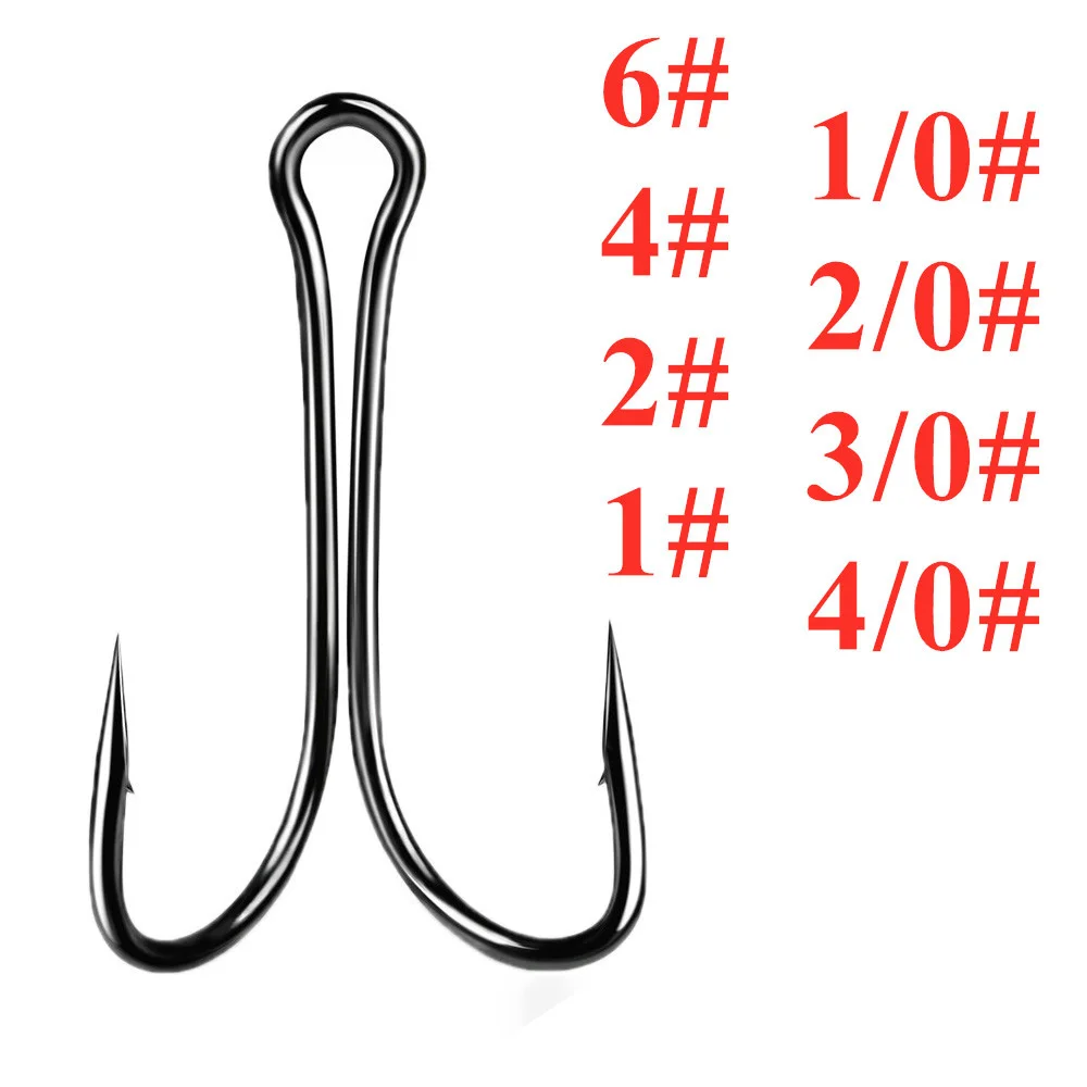 

50pcs/Lot Duple Hooks High Carbon Steel Fishing Hook Crank Barbed Jig Hook for Carp Fishing Fly Tying Soft Lure Fish Accessories
