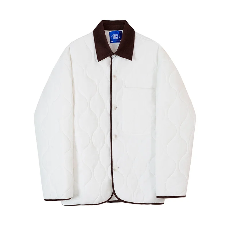 SYUHGFA Men Short Cotton Coat Korean Trend Autumn Winter Lightweight Quilted Jackets Lapel Single Breasted Padded Jacket 2021