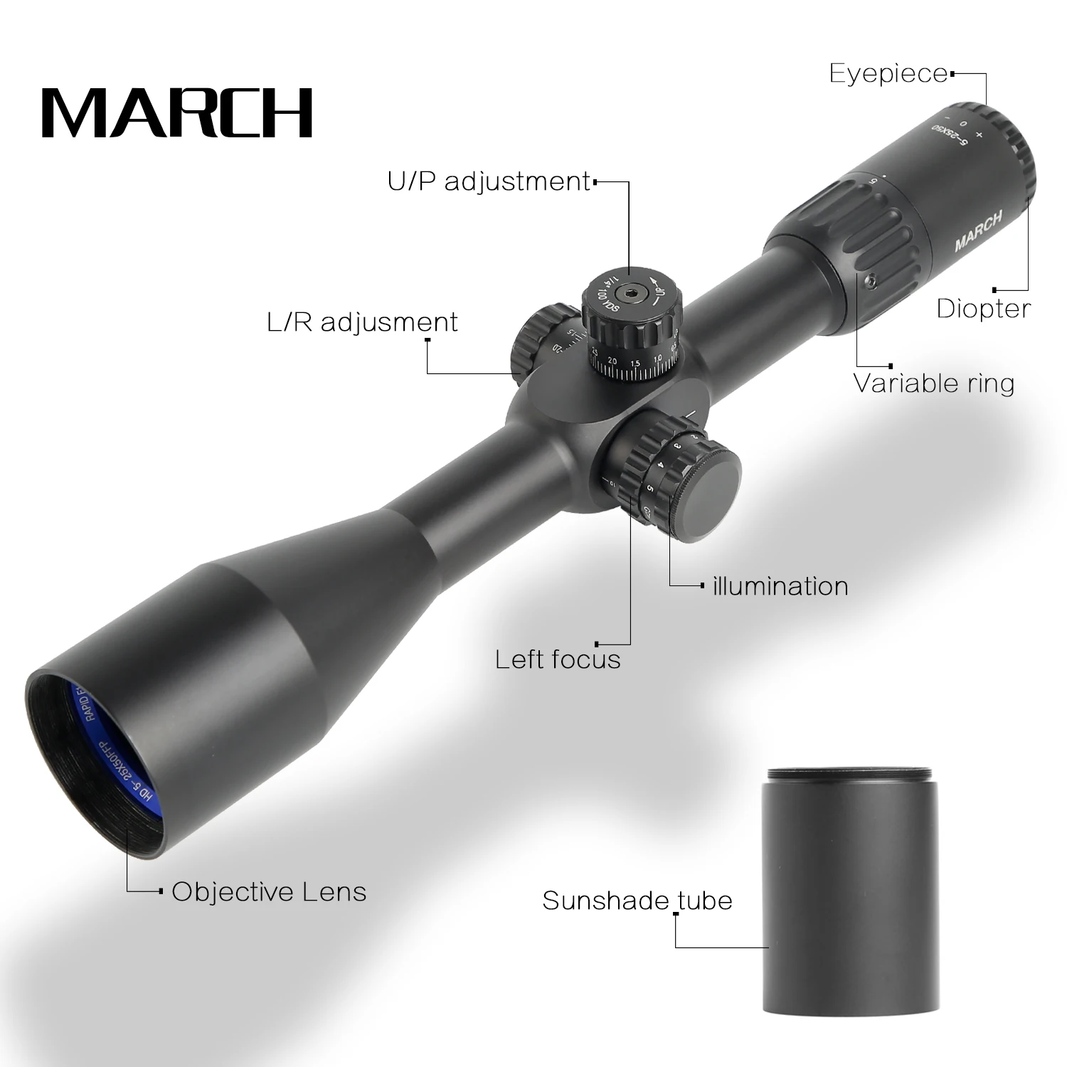 MARCH5-25X50 FFP тактические прицелы AirRifle снайперская охотничья Оптика прицел стрельба