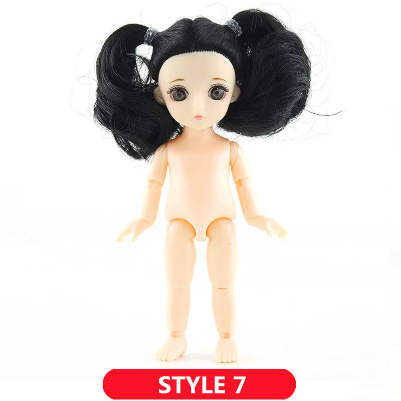 STYLE 7 1/12 BJD куклы 13 суставов DIY милые куклы принцессы 16 см 3D глаза ручной работы оригинальные куклы для девочек игрушки для детей подарки на день рождения - Цвет: STYLE 7