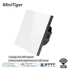 Умный сенсорный выключатель Minitiger, ЕСВеликобритания, Wi-Fi, 1 клавиша, дистанционное управление через приложение, настенный сенсорный выключатель светильник работает с Alexa  Google Home