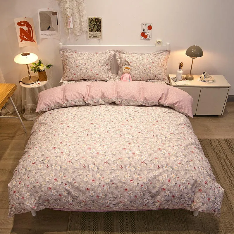 

Elegant Wildflower Printed Floral Bedding Set 100%Cotton Soft Twin Full Double Queen King size Duvet Cover Bed sheet Pillowcases