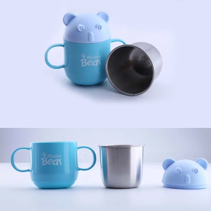 240 мл мультфильм Медведь ребенка термос чашка младенческой молоко с ручкой