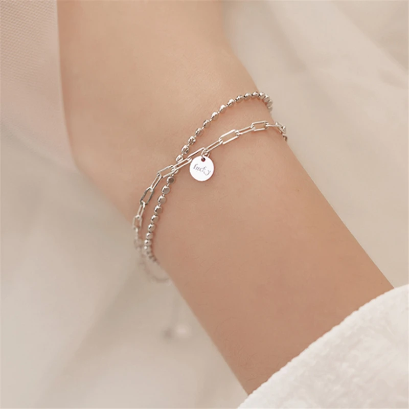 Оптовая продажа Прямая поставка двухслойные браслеты с буквами Lucky Bean женские