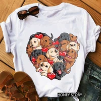 pug dog animal print tshirt women labrador heart valentines day gifts for dog lovers tshirt femme funny female t shirt