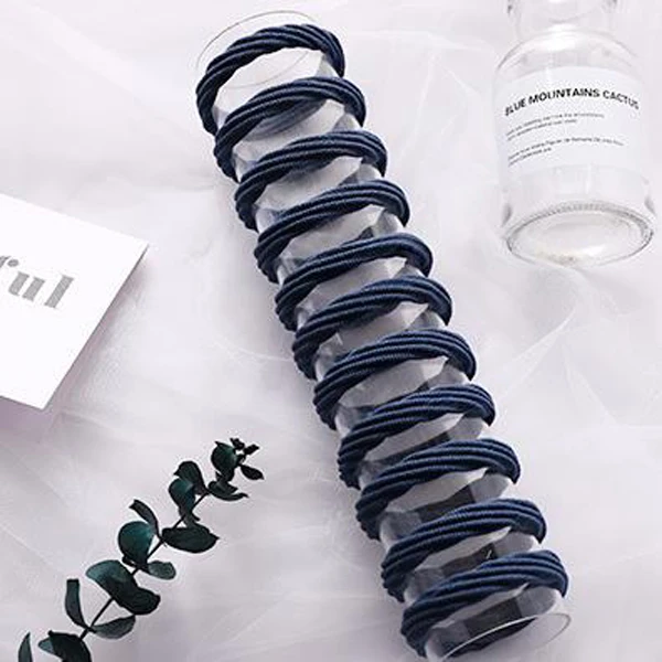 10pcs Dark Blue 10 шт./партия Женский однотонный резинки для волос лента для волос базовые эластичные резинки для волос конский хвост модная женская резинка для волос аксессуары - Цвет: 10pcs Dark Blue