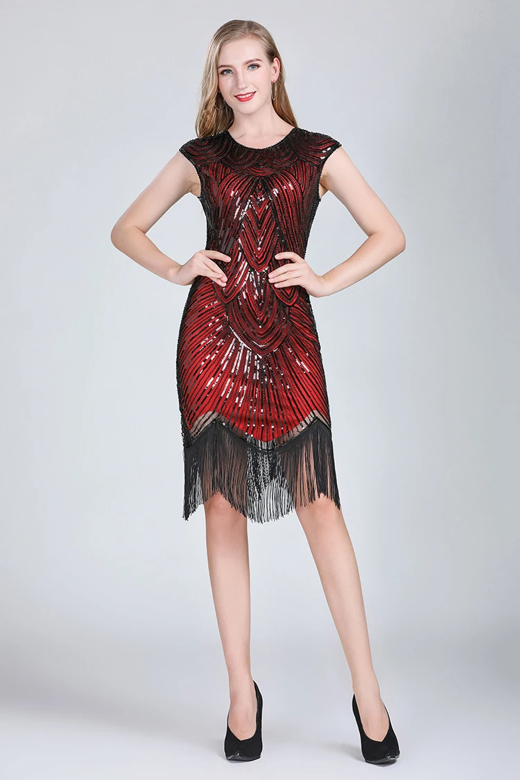 Женские винтажные вечерние платья в стиле Грейт Гэтсби с v-образным вырезом