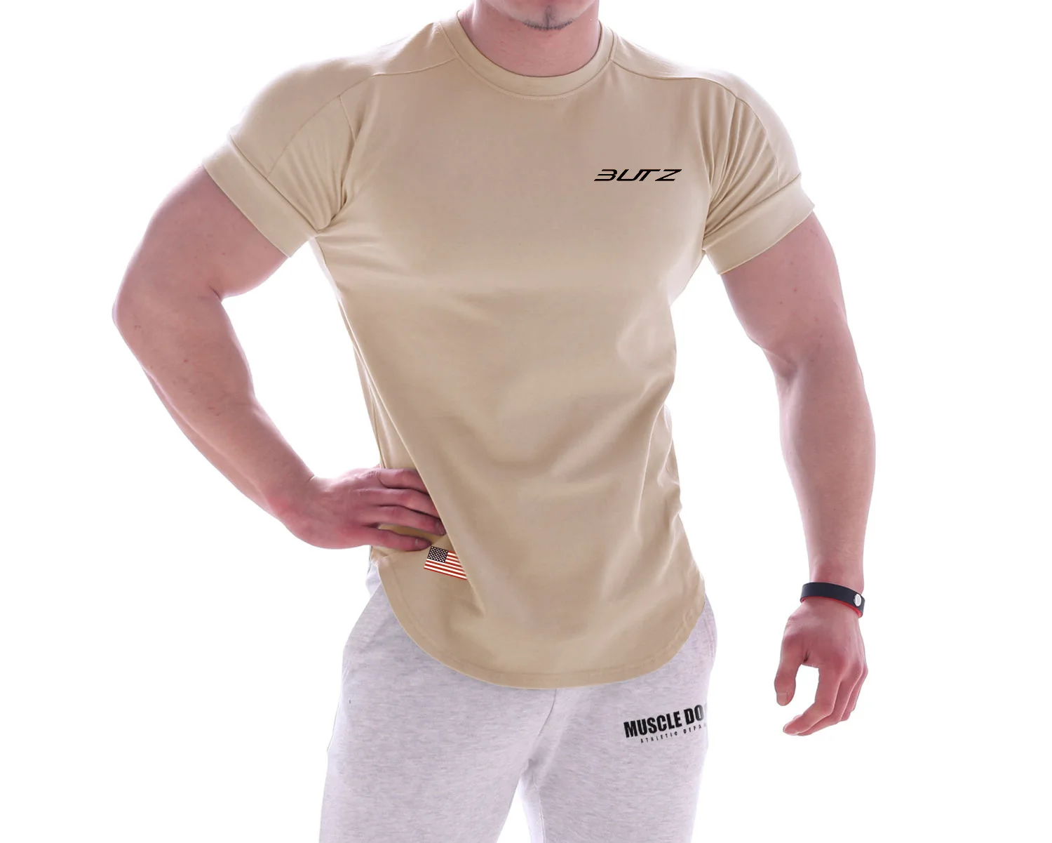 

Men Tshirt Patchwork Curved Hem Quick Dry Shirt Gym Fitness Workout Bodybuilding Muscle T Shirts