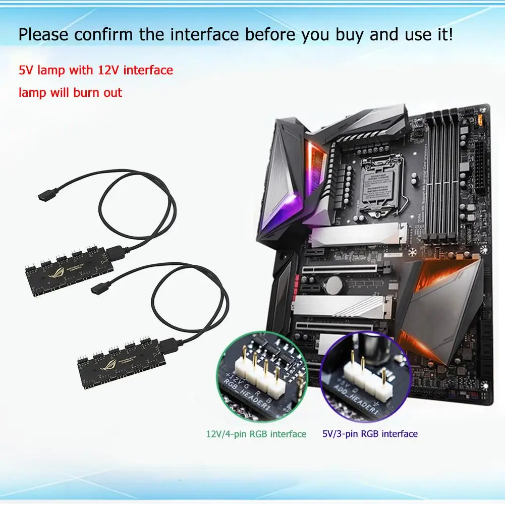 Разветвитель для материнской платы удлинитель с RGB подсветкой ASUS GIGABYTE AURA