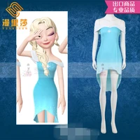 2019 queen elsa blue dress princess dress cosplay costume new outfit summer dress