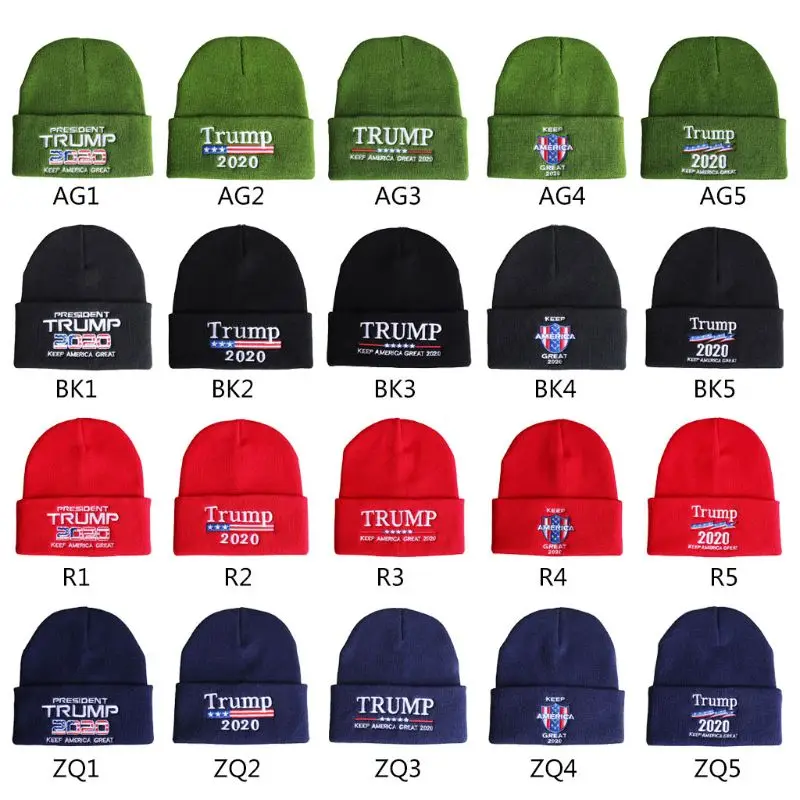 

Unisex Keep America Great Embroidered Beanie Hat 2020 President Slogan USA Flag Hip Hop Winter Cuffed Knitted Skull Cap