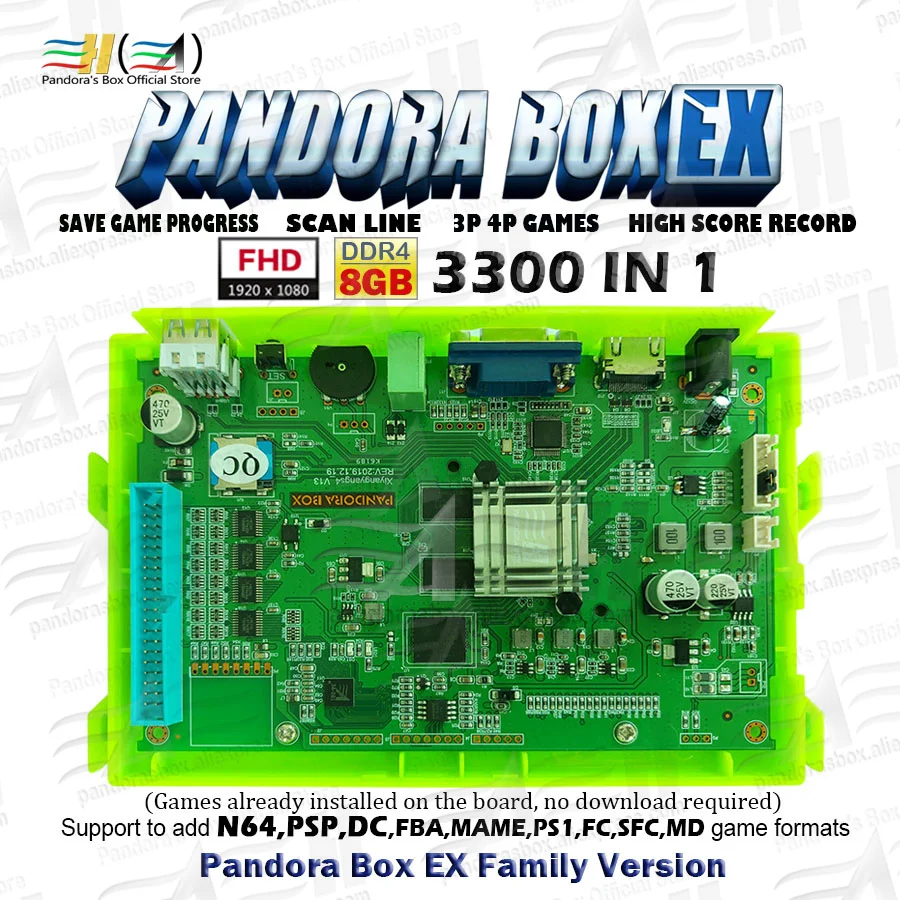 new pandora box ex 3300 in 1 family version fhd 1080p ddr4 8gb ram can save game support n64 dc psp 3d tekken 6 killer instinct free global shipping