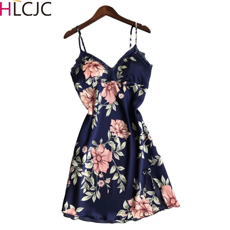 Новинка 2019 г. лидер продаж Женская Цветочная атласная шелковая ночная рубашка