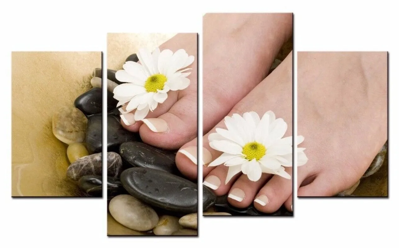

Unframed 4 Pcs Beauty Spa Foot Massage Wall Art Canvas Posters Pictures Paintings Home Decor Living Room Decoration Accessories