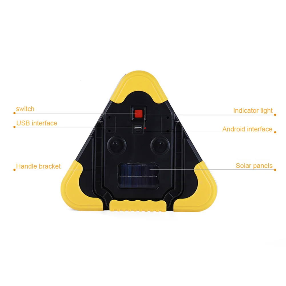 

Camping Hiking Outdoor COB Traffic Warning USB Rechargeable Triangle Emergency Light Waterproof LED Handle Work Lamp ABS