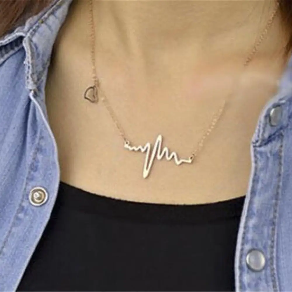 Новое Женское Ожерелье с сердцебиением кулон для девочки цепочка ключицы