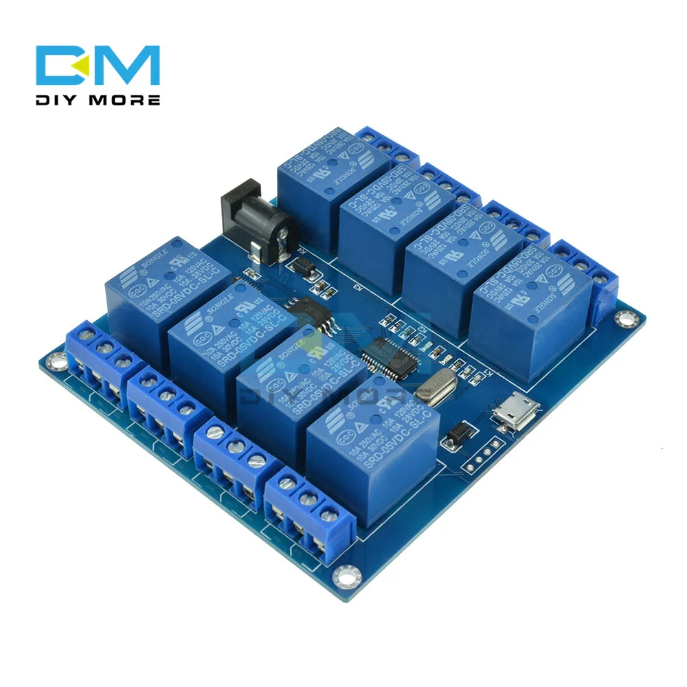 

New 5V 10A Micro USB 8 CH 8 Channel Relay Upper Computer ICSE014A 8-Channel Relay Serial Port Board Module 8 Way