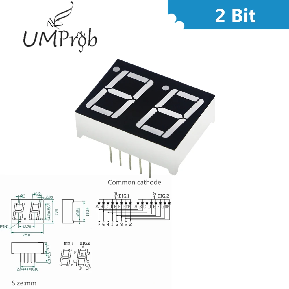 0,56 дюймов 7 сегмент 1Bit/2Bit/3Bit/4Bit цифровая трубка Красный общий анод светодиодный цифровой дисплей 8x8 решетчатый светодиодный экран ярко-красного цвета с точечной матрицей