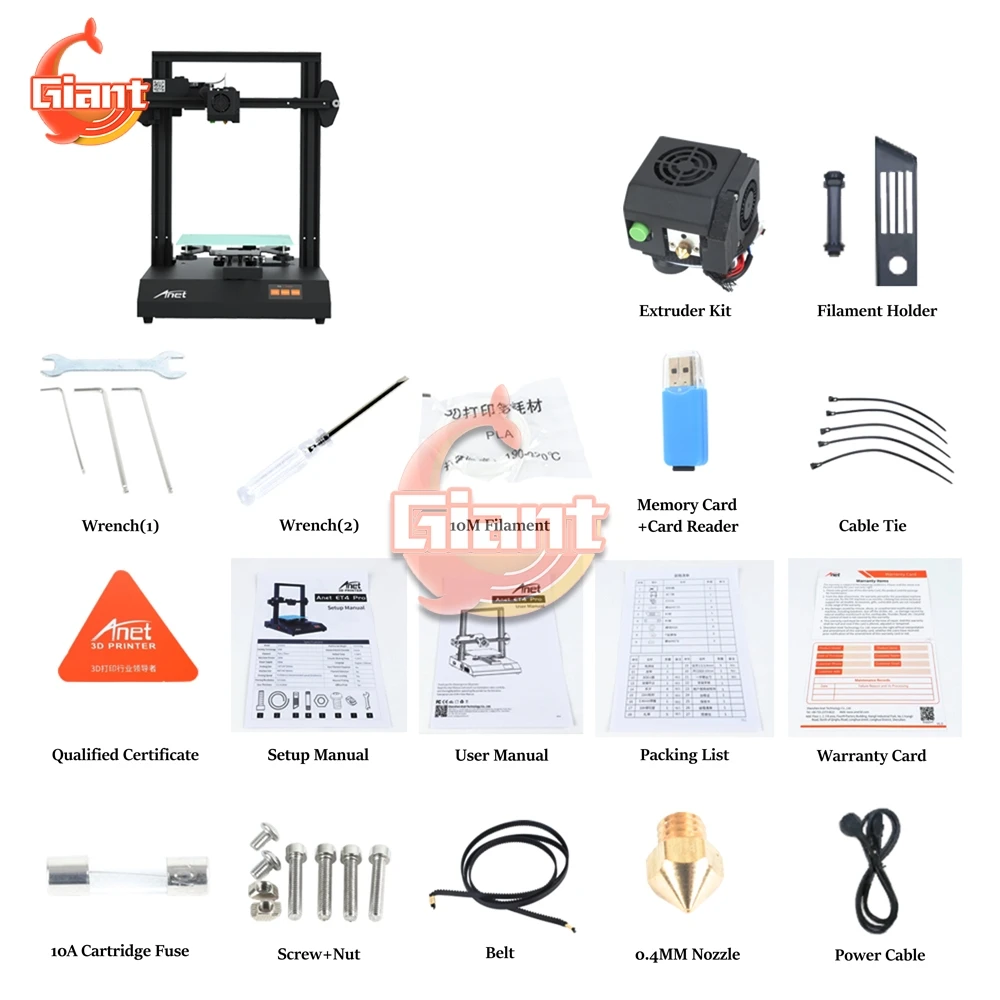 

Anet ET4 PRO 3D Printer High Precision DIY KIT Black 2.8 Inch LCD Display Slient Printing with TMC2208 Stepper Driver Mainboard
