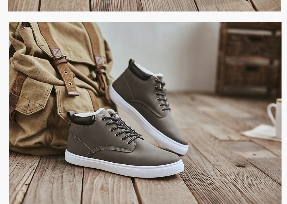 Men Warm Boots Man Winter Snow Boots Men Brand Fur Warm Ankle Botas hombre Male Casual Lace-up Luxury Leahter Men's Boots