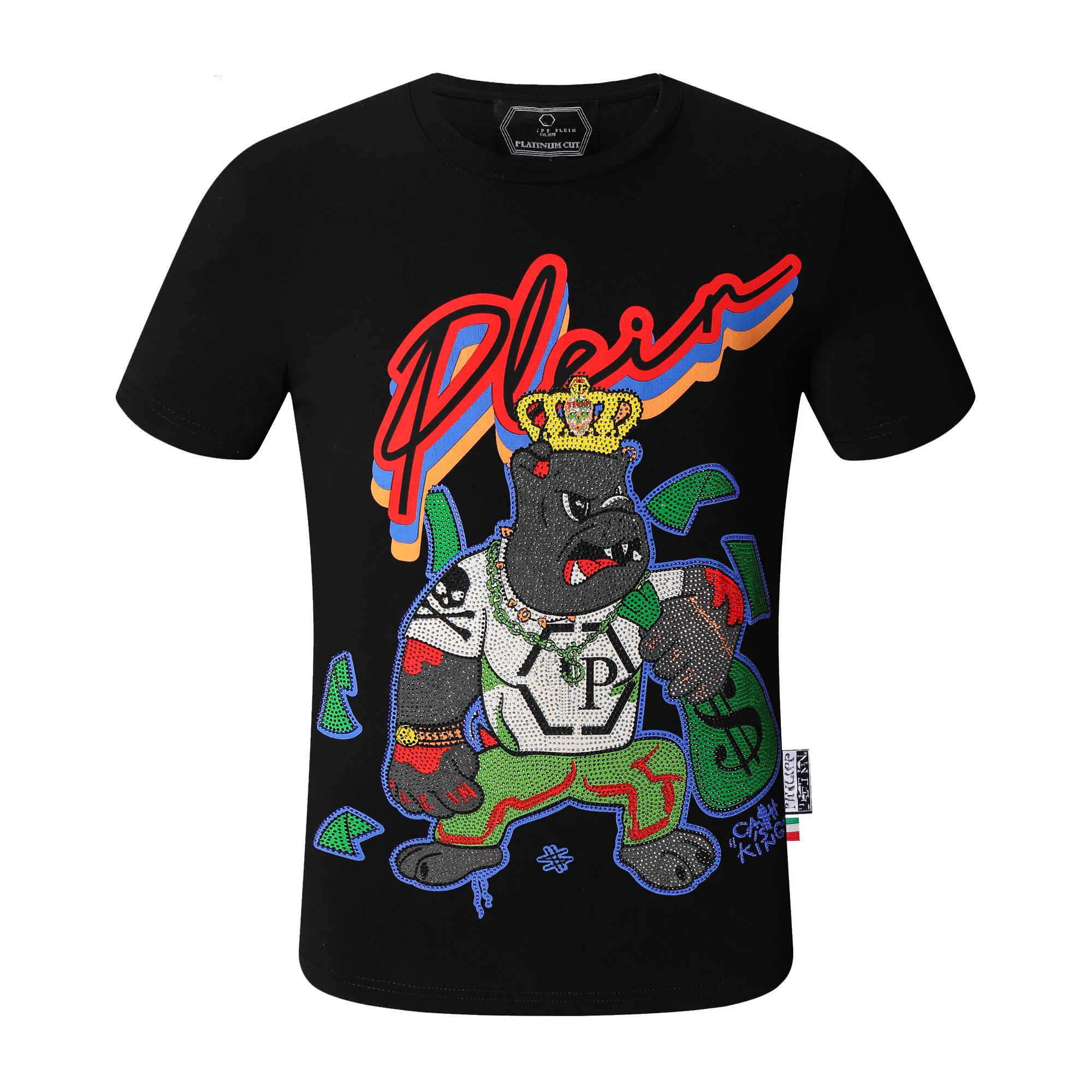 

New Men's Top Summer T-shirt PP Slim Fit Round Neck Pure Cotton High Quality Breathable Stretch Diamond T-shirt