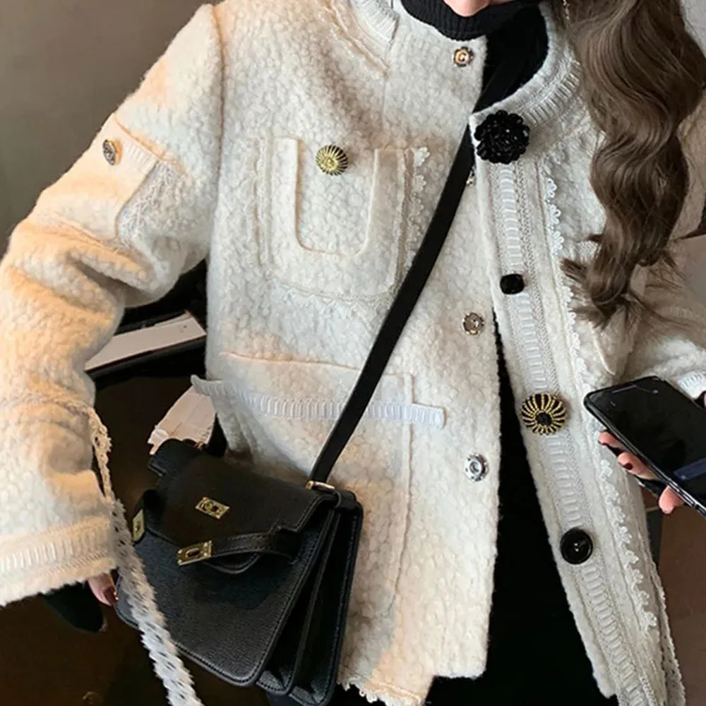 Женская короткая куртка с кружевом маленькая элегантная Свободная на весну и