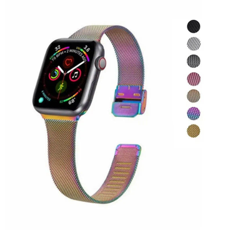 

Тонкий ремешок для часов Apple Watch 7/SE/6/5/4/3/2/1 45 мм 41 мм 40 мм 44 мм, металлический браслет-петля для iWatch 38 мм 42 мм, ремешок для часов