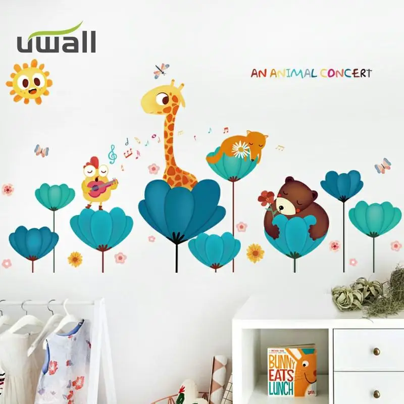 

Cartoon Cute Deer Animal Wall Stickers For Kids Room Child Bedroom Wall Decoration Home Decorations Self Adhesive Decor Stickers