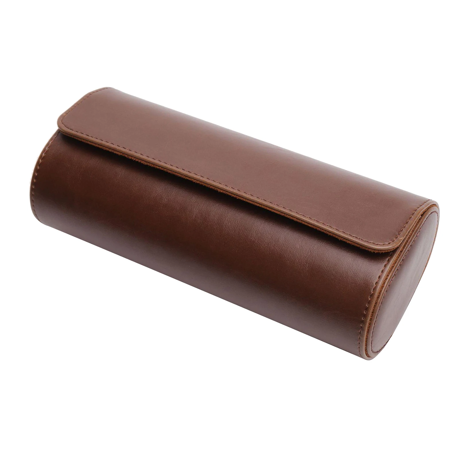 

Watch Roll Leather Watch Travel Storage Case - 3 Watch Storage and Organizer Secure Storage Solid Dividers - Flat Base