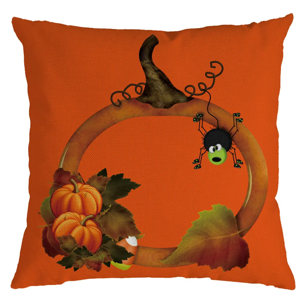 Gajjar Halloween Pumpkin Orange 45X45CM Cushion Cover Linen Farmhouse Decor Pillow Case Home Sofa Car Kussenhoes Cojines | Дом и сад