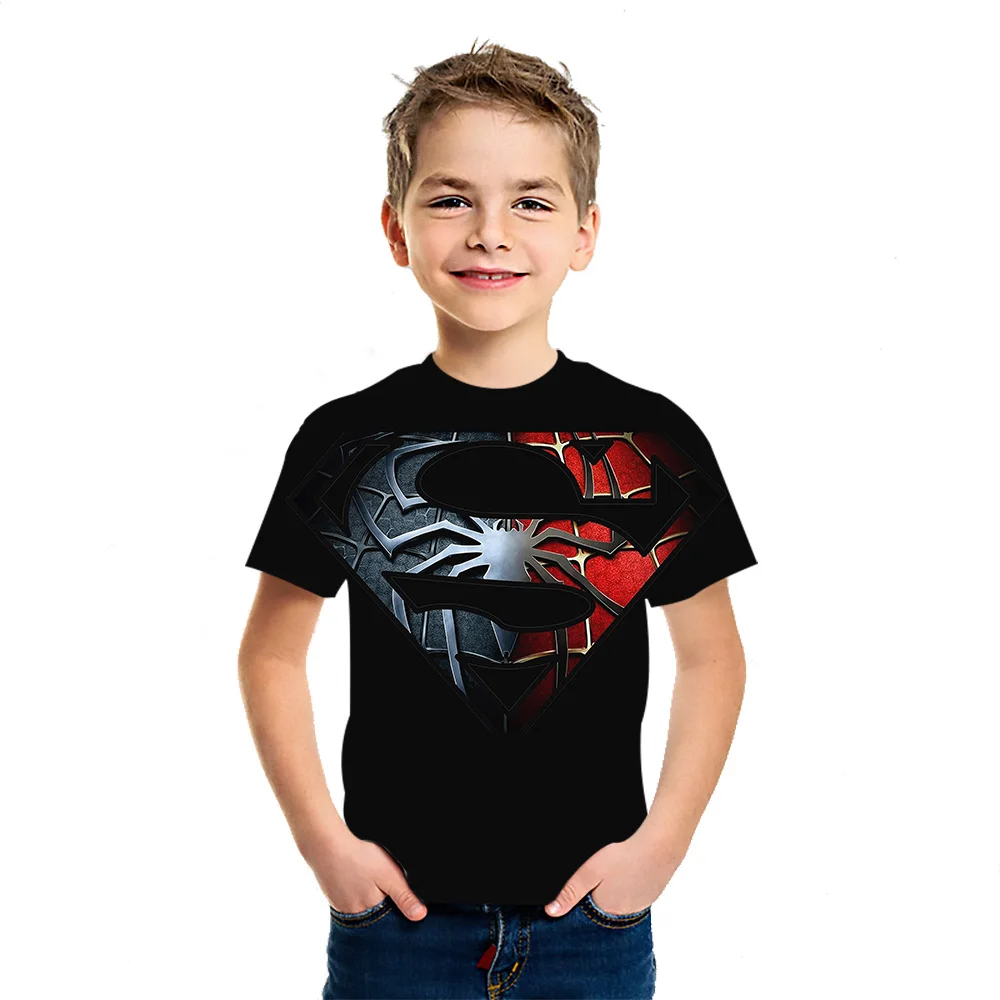 

Summer boys and girls 3D printing spider T-shirt new fashion cotton casual style children's round neck short sleeve