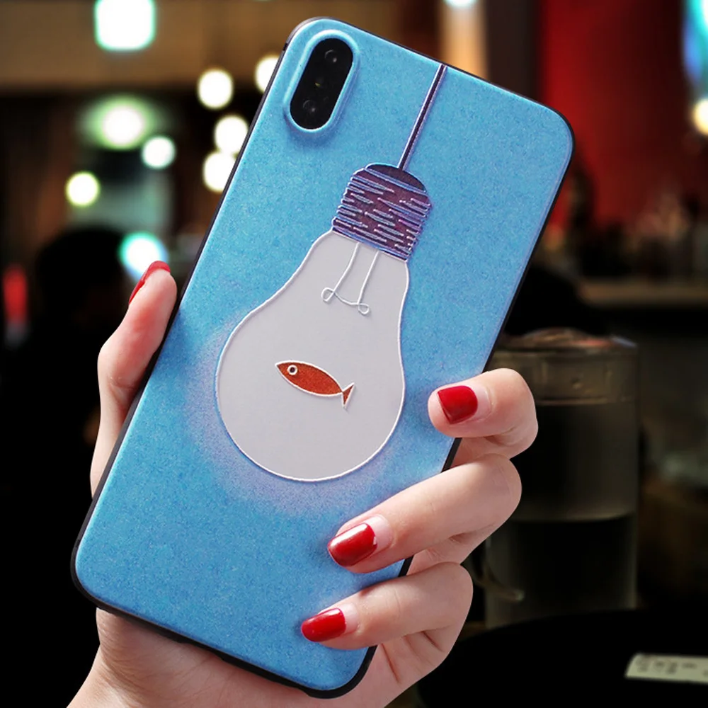 Eqvvol Emboss Pattern Case For iPhone X XS MAX XR Soft Silicone Animal Cartoon Phone Cover 7 8 6 6S Plus 5 Coque |