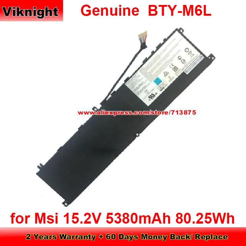 

Оригинальный аккумулятор 15,2 V 5380mAh BTY-M6L для Msi Creator 17 A10SE-063FR GS60 6QE-054US GS65 8RE GS65 8RF GS65 8SE-024CN GS75