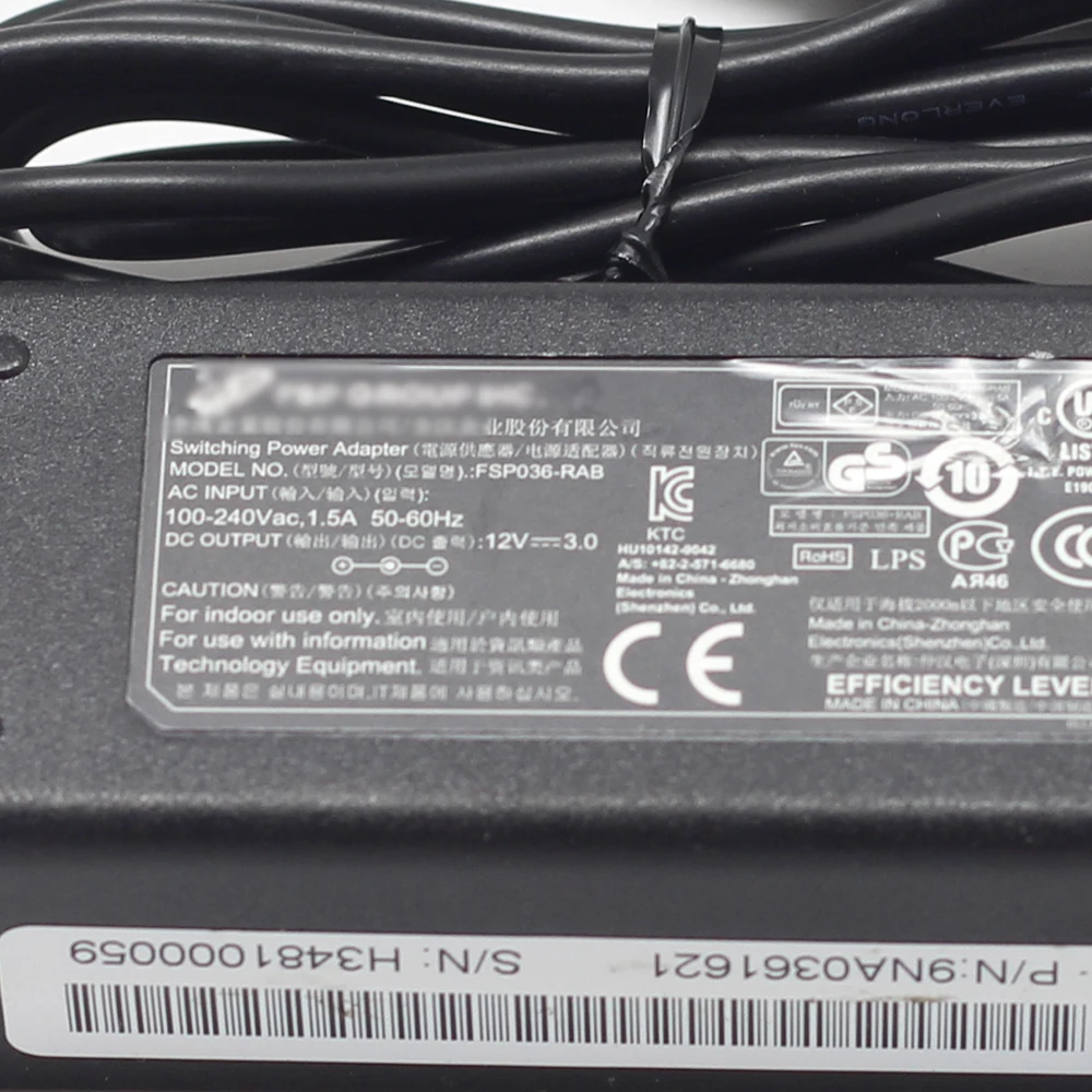 Оригинальный адаптер переменного тока 12 В 3 А 36 Вт Внешнее зарядное устройство