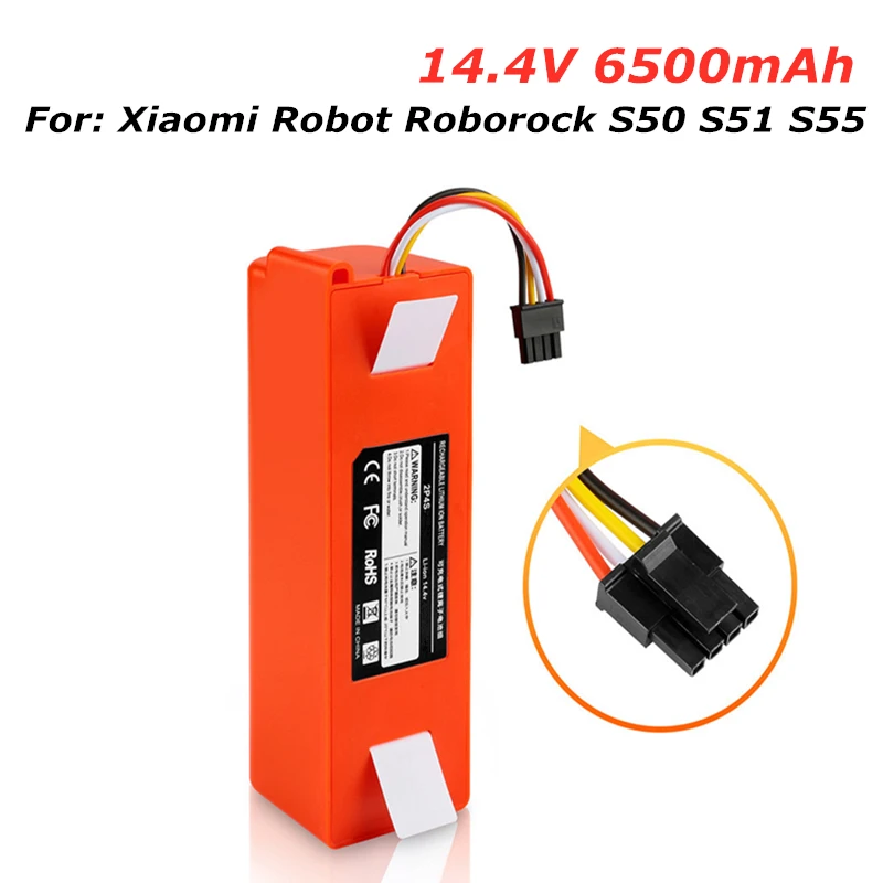 

Оригинальный запасной аккумулятор для робота-пылесоса Xiaomi Roborock S50 S51 S55, 14,4 В, 6500 мАч, аксессуары, запасные части