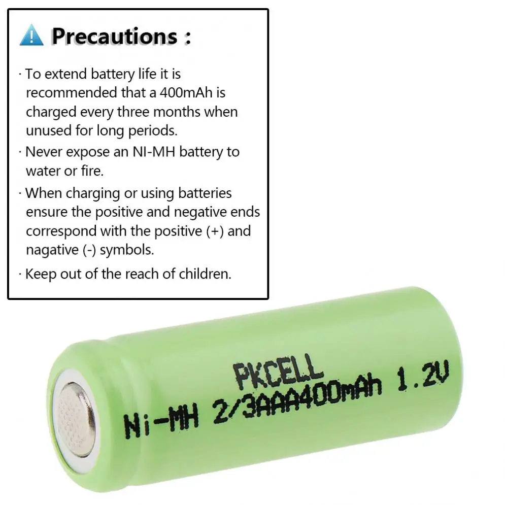 4 шт./лот Pkcell 2/3 AAA 400mAh 1,2 V Ni-MH LSD аккумуляторная батарея для игрушек/Будильник/часы/беспроводная мышь/игровая ручка