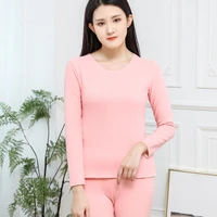 winter thermal underwear long set sleeves tops mid waist buttoms warm body thick seamless cotton clothes