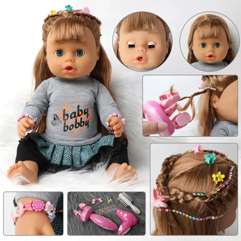 46 см Bebe reborn кукла для маленькой девочки Электрический галстук волос DIY игрушка 18