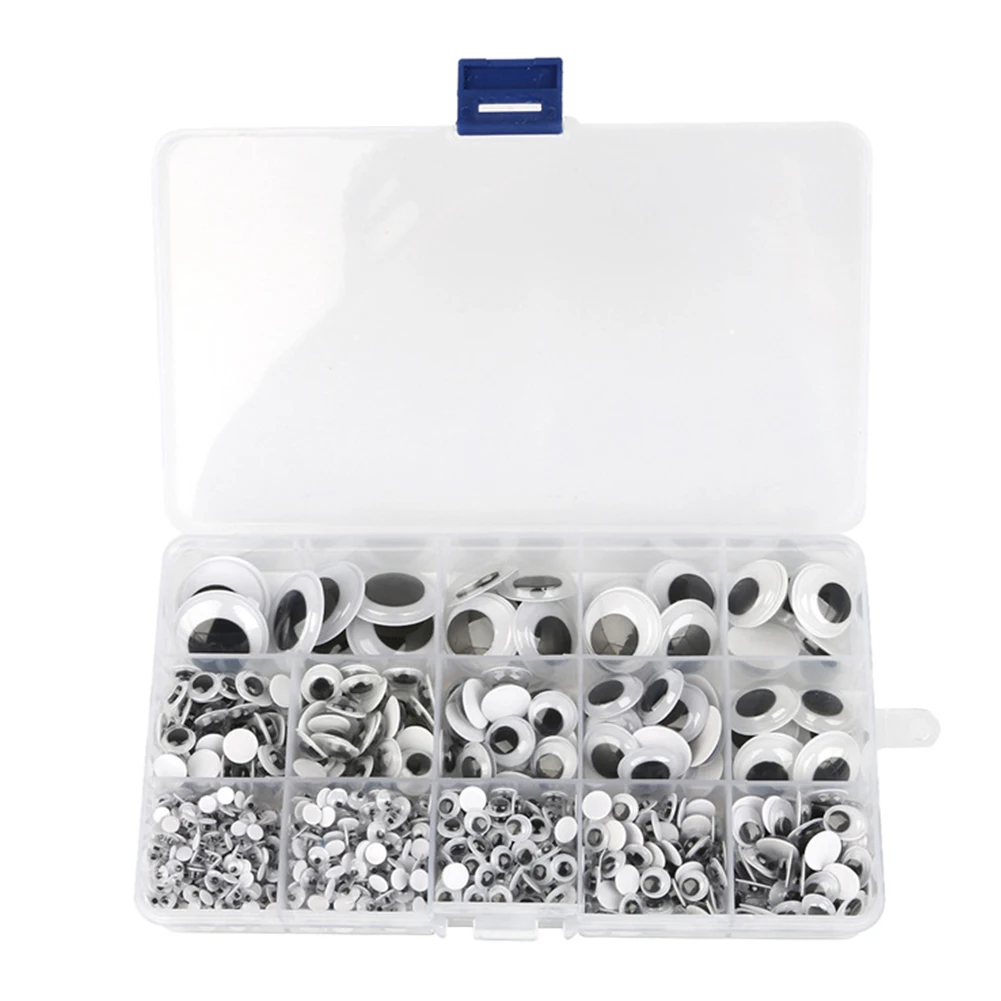 1000 шт разные куклы ручной работы Пластик коробка бегающие глазки Self клейкие