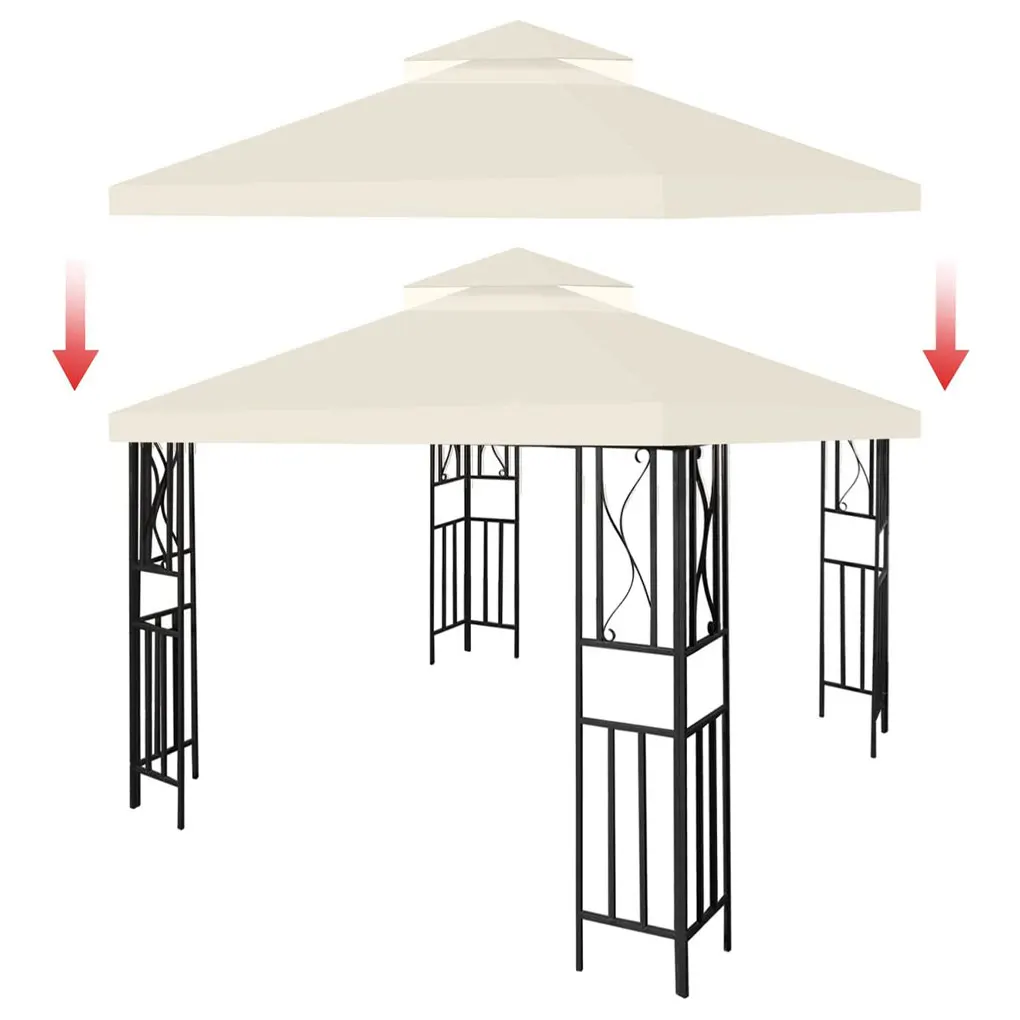 

Garden Canopy Top 2-Tier Zipper Barbecue Gazebo Cover Waterproof Detachable Replacement Top Camping Hammock Beach Sun Shelter
