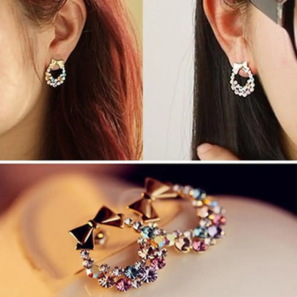 

1 Pair New Fashion Colorful Rhinestone Earrings Women Bohemian Geometric Dangle Earring Accessories