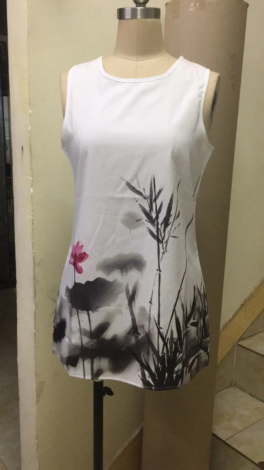 

Women SummerDress Vintage Chinese Style Printed Dresses Elegent Sleeveless Short Shirt Mini Dress for ladies daily wearing