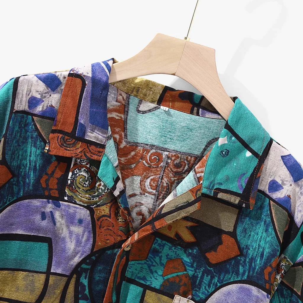 Womail 2019 Новое поступление повседневная брендовая рубашка с принтом Мужская