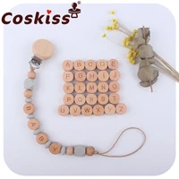 coskiss 10pcs diy handmaking wooden beads round beech wood alphat english letter beads for rattles baby toys wooden teether
