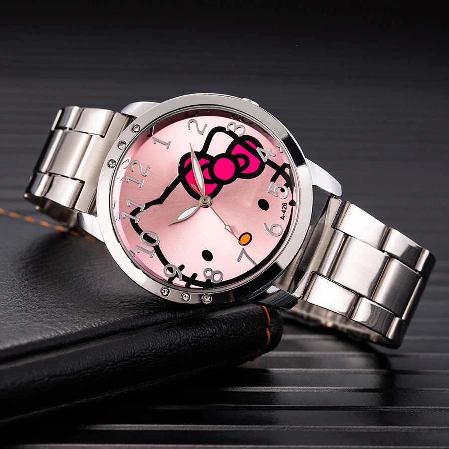 Детские часы reloj Kitty водонепроницаемые детские с мультипликационным принтом для