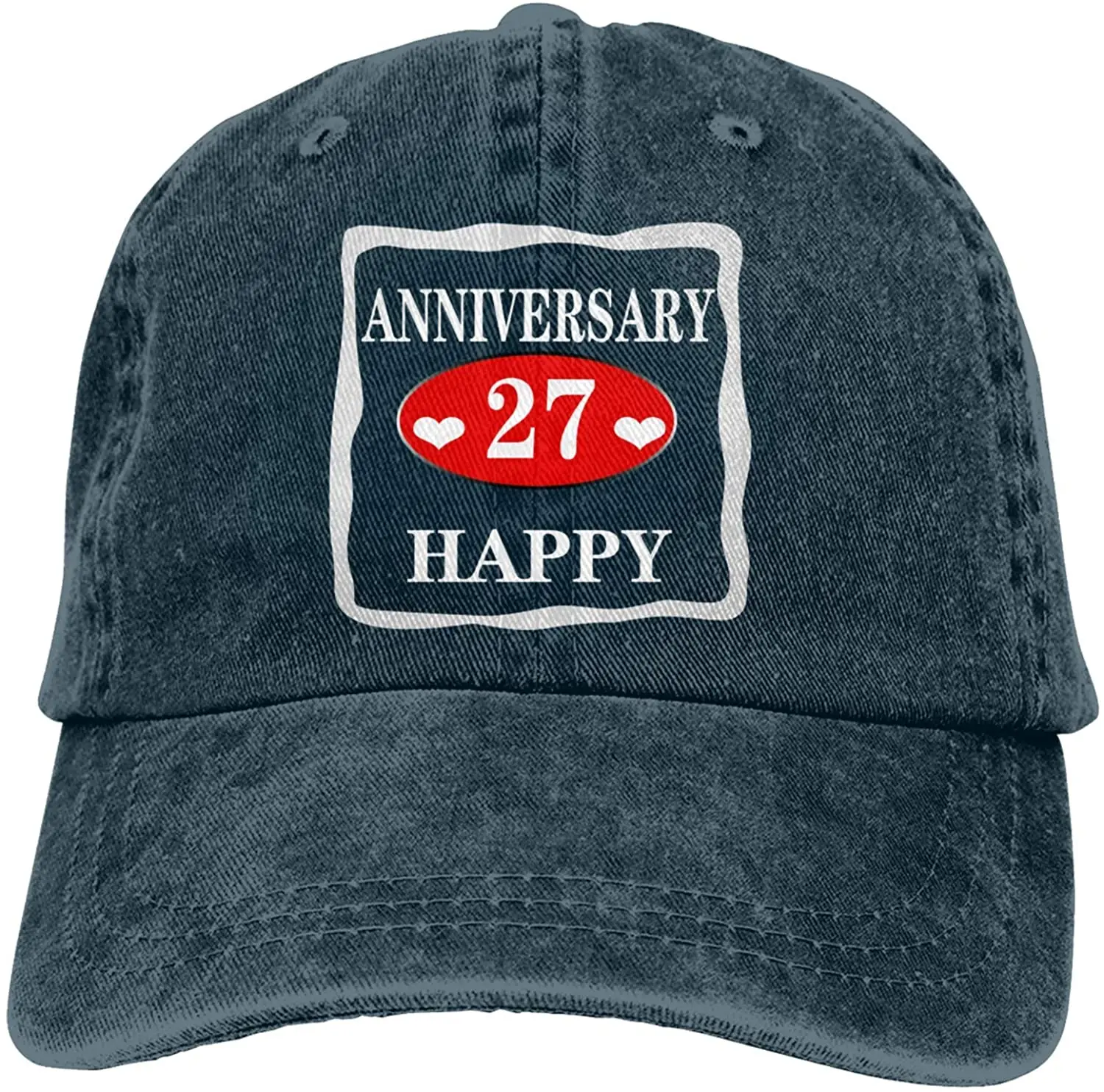 

27th Anniversary Relationship Or Marriage Sports Denim Cap Adjustable Unisex Plain Baseball Cowboy Snapback Hat