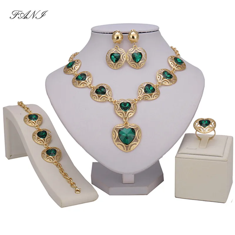 

Fani Exquisite Dubai Gold colorful Luxury Jewelry set Brand Nigerian Wedding African Beads Jewelry Set women Costumer Design