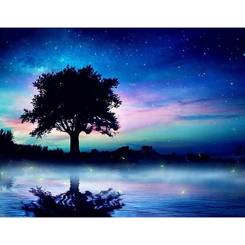 

DIY Oil Painting By Numbers Tree Coloring By Numbers Landscape 40x50cm Wall Art Canvas Picture Hand Painted Room Decoration
