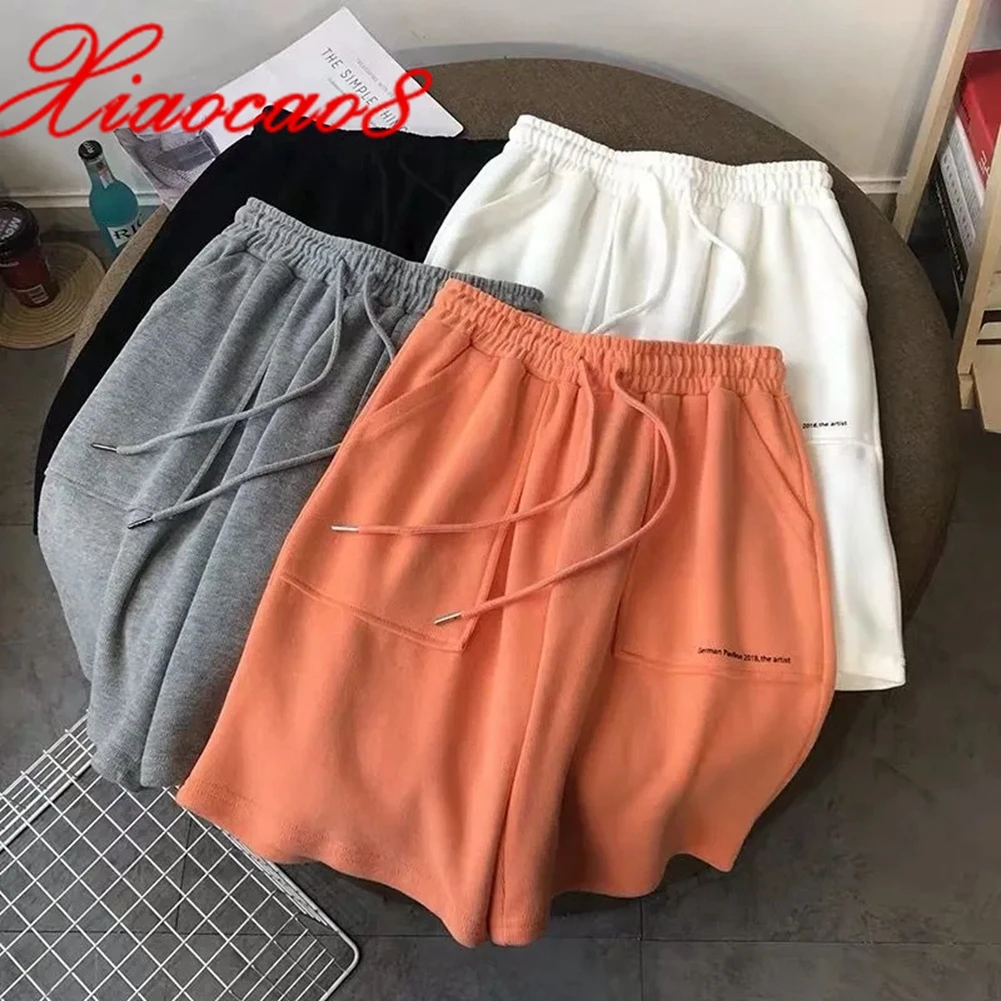 

Oversize Women Summer Casual Shorts High Waist Letter Sport Short Pants Korean Style Pockets Shorts Ropa Mujer XL 2XL